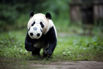 Speedy panda football player. Generative AI