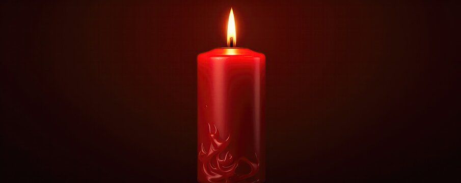 Red Candle Burning, Home Decoration With Gothic Style