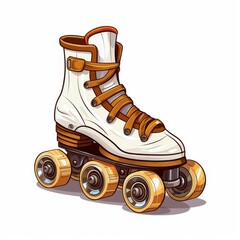 Roller skates, cartoon style, single, white background. AI generated