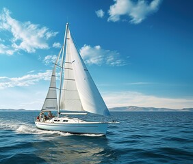 Beautiful yacht on the open sea on a sunny day