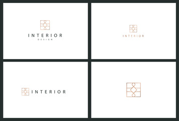 Minimalistic line logo design template collection. Simple line logo set vector bundle.
