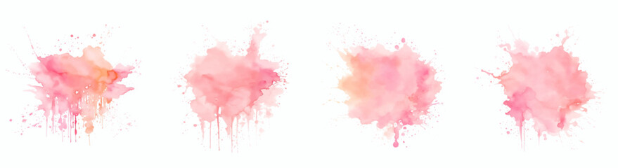 Estores personalizados con tu foto Set pink watercolor, Vector watercolor stain pastel color set, Set Abstract watercolor background with splashes