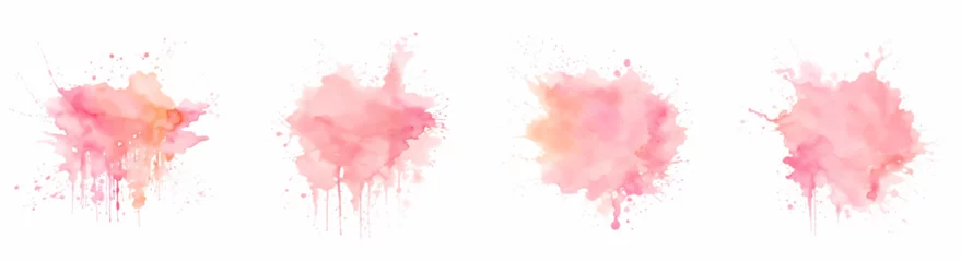  Set pink watercolor, Vector watercolor stain pastel color set, Set Abstract watercolor background with splashes © Mendy
