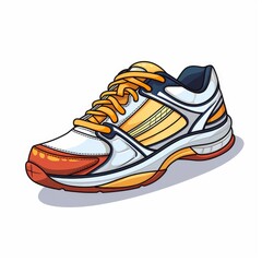 Tennis shoes, cartoon style, single, white background. AI generated
