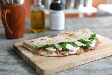 Italian cuisine , Piadina with Italian ham and cheese