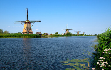 Windmill on a sunny day in the Netherlands