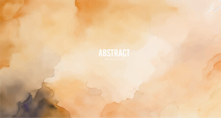 Watercolor background with clouds, Orange watercolor, Banner watercolor