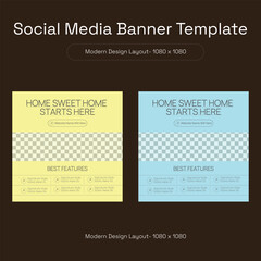 Social media banner for real estate house property promotion banner template l square web banner promo template