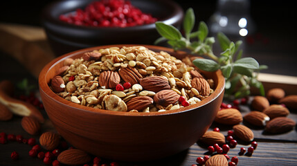 Heart-healthy nuts: A variety of nuts like almonds and walnuts, a source of healthy fats and nutrients that support well-being