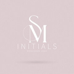 Minimalist Elegant Monogram Initials Logo, illustration of a symbol, SM letter logo, SM Brand