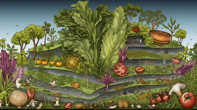 Nutrient absorption: A medical illustration depicting the digestive system's role in nutrient absorption, explaining the body's utilization of food