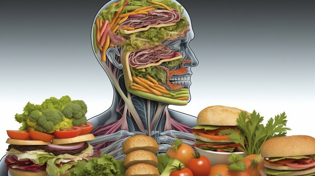 Nutrient absorption: A medical illustration depicting the digestive system's role in nutrient absorption, explaining the body's utilization of food