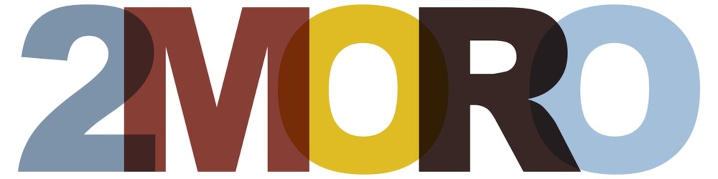 2moro, phrase overlap color no transparency. Concept of simple text for typography poster, sticker design, apparel print, greeting card or postcard. Graphic slogan isolated on white background.