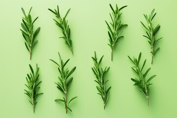 Naklejka premium Top View Of Fresh Thyme Twigs, Capturing Mediterranean Cuisine