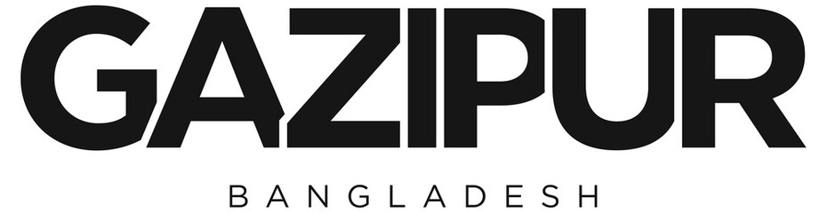 Gazipur in the Bangladesh emblem. The design features a geometric style,  illustration with bold typography in a modern font. The graphic slogan lettering.