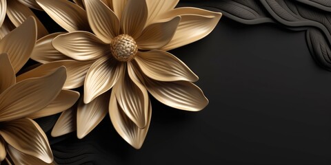 Beautiful abstract black and gold luxury floral design background. beautiful Generative AI AIG32