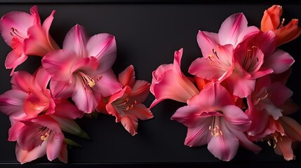  a group of pink flowers sitting on top of a table.  generative ai