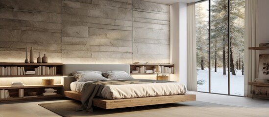 Fototapeta na wymiar Modern bedroom with convenience