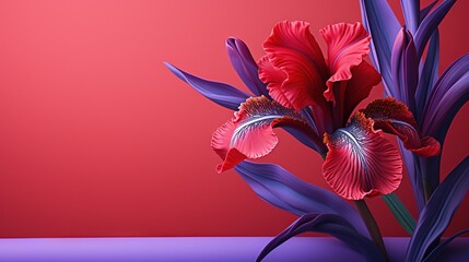  a red and purple flower on a purple and pink background.  generative ai