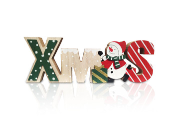 Word xmas isolated on white background. Soft focus.