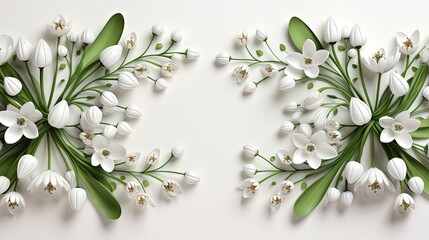  a couple of white flowers sitting on top of a white wall.  generative ai