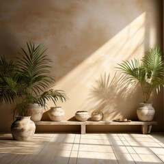Stylish composition of home garden interior filled a lot of beautiful plants
