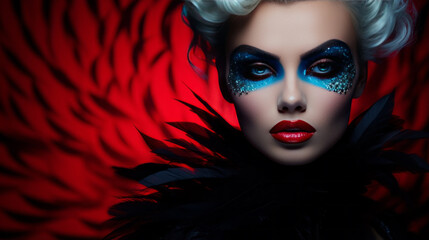 Naklejka premium portrait fashion model woman creative make up