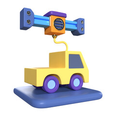 Printing Car 3D Illustration Icon