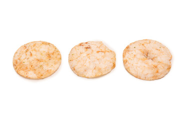 Rice chips isolated on white background.