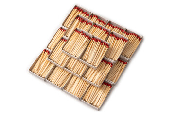 Boxes with new matchsticks as a background.