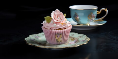 Fototapeta premium cup of coffee and cupcake.