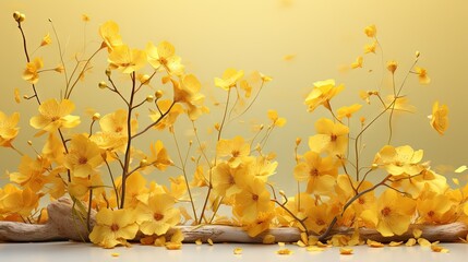  a bunch of yellow flowers sitting on top of a table.  generative ai