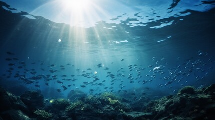 Fototapeta na wymiar Fish swimming around a bubbling underwater vent, a scene of life amidst volatility.