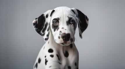 portrait of an adorable Dalmatian dog looking at the camera.