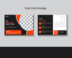 Double Sided Vector Corporate Postal Card Layout. print ready postcard. Elegant postcard design, marketing postcard design, business .