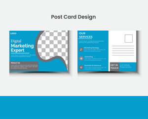 Elegant postcard design, marketing postcard design, business. Modern postcard design template.