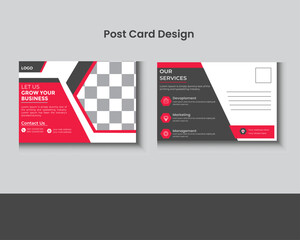 Creative corporate business modern postcard design template.Double Sided Vector Corporate Postal Card Layout. print ready postcard.