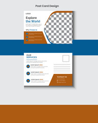 Creative Travel postcard design template.print ready postcard.