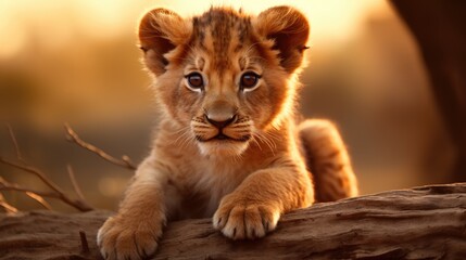 Lion Cub (Panthera leo) in the wild - obrazy, fototapety, plakaty