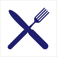 Fork and knife - black vector icon