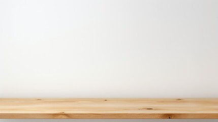 Naklejka na ściany i meble Empty wooden table over white wall background, product display, mock up