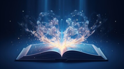  an open book with a butterfly flying out of the book.  generative ai