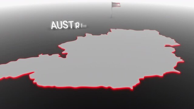3d animated map of Austria gets hit and fractured by the text &ldquo;Recession&rdquo;