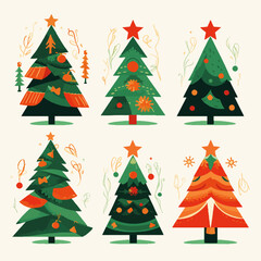 Obraz premium set of christmas trees