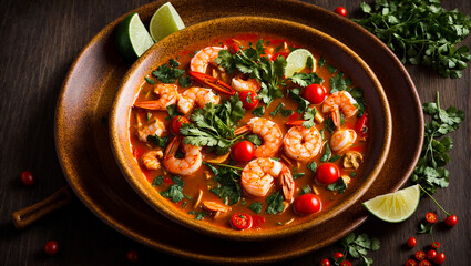 Tom yum soup on the table