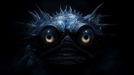 The haunting eyes of a deep-sea fish, adapted to the perpetual darkness of its environment.