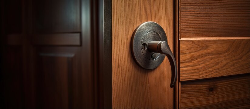 Wooden Door With Glass Elements And Round Door Handle Featuring A Latch