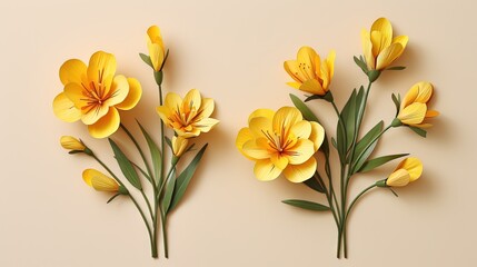  a group of yellow flowers sitting on top of a table.  generative ai