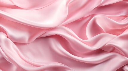  a close up view of a pink silk fabric with very soft folds.  generative ai