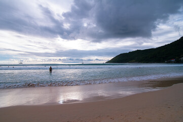 Beautiful landscape. Nai Harn sea beach on Phuket Island, Thailand.